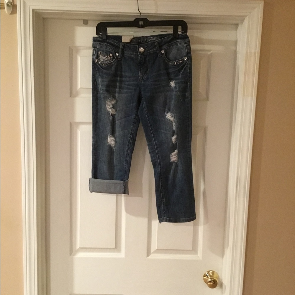Women's Distressed Blue Jeans